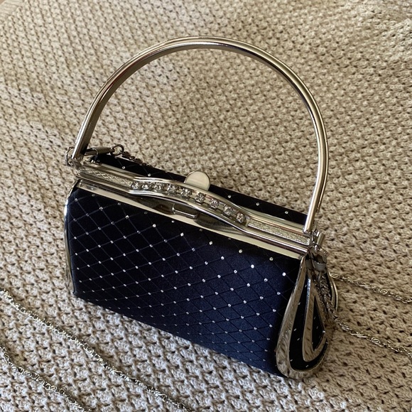 Bags Vintage Satin And Rhinestone Hard Sided Evening Purse Poshmark